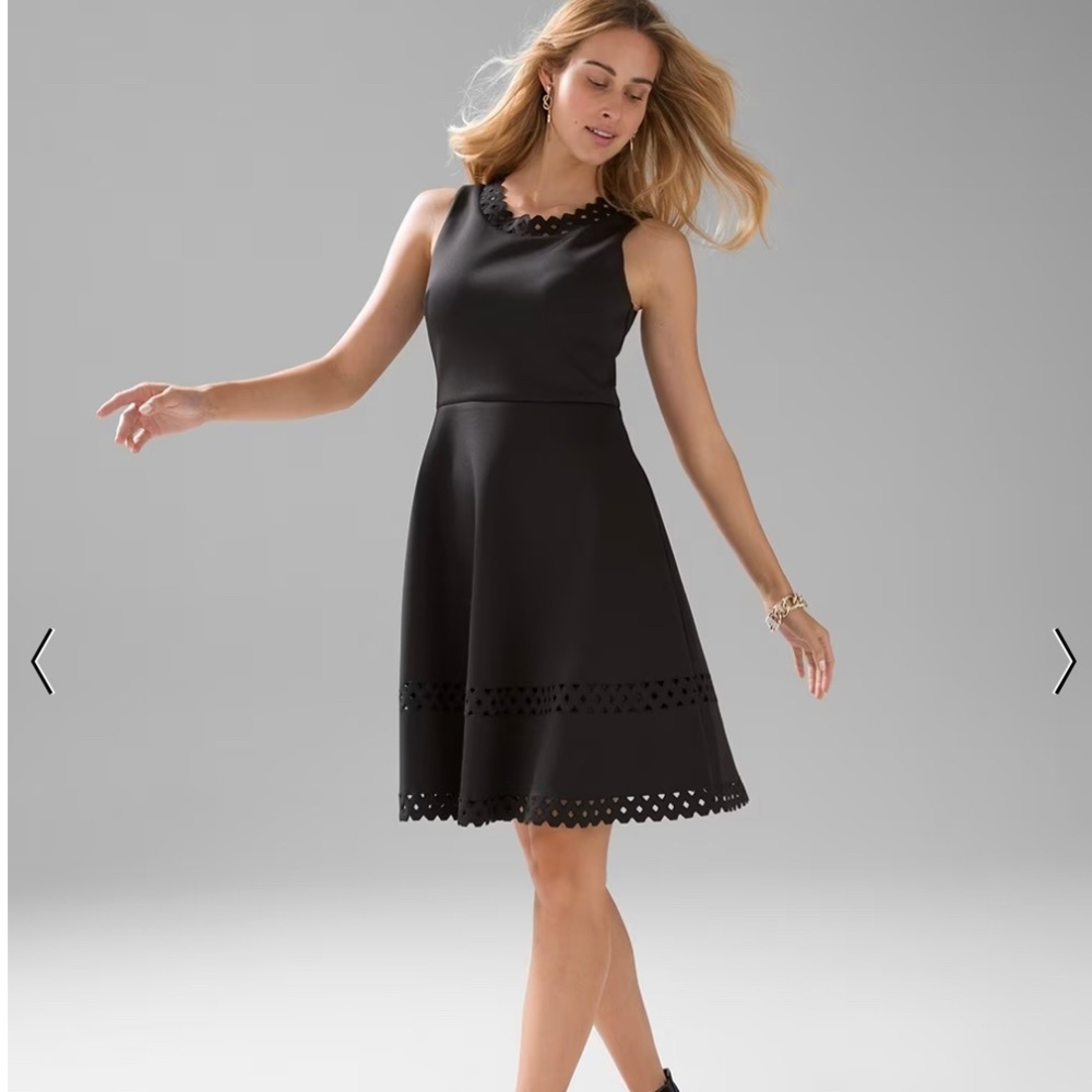 WHBM Petite Black Cutout Scuba Knit Dress P00